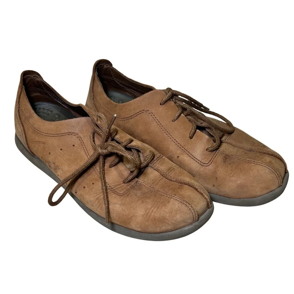Crocs Mens Size 7 Leather Lace Up Shoes Brown Casual Loafers Oxfords Gorpcore